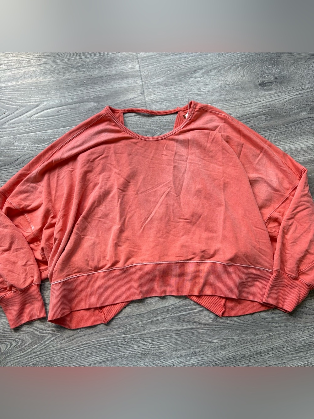 Free People Coral Pink Open Cross Back Oversized Lounge Sweatshirt Size S